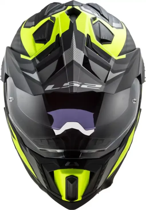 LS2 MX701 EXPLORER Carbon Focus Matt Titanium Hi Viz Yellow Helmet 2