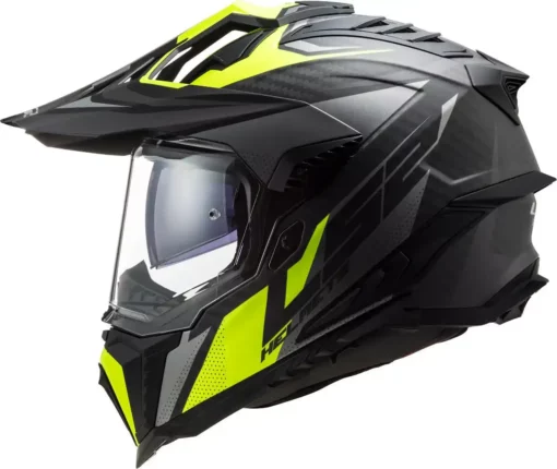 LS2 MX701 EXPLORER Carbon Focus Matt Titanium Hi Viz Yellow Helmet 3