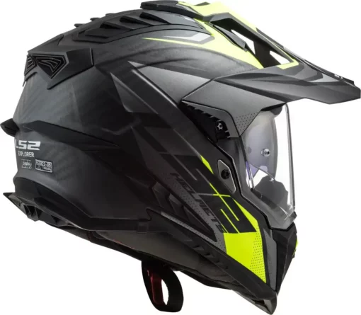 LS2 MX701 EXPLORER Carbon Focus Matt Titanium Hi Viz Yellow Helmet 4