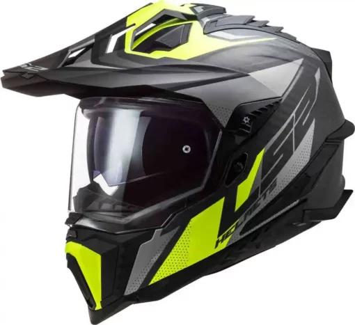 LS2 MX701 EXPLORER Carbon Focus Matt Titanium Hi Viz Yellow Helmet