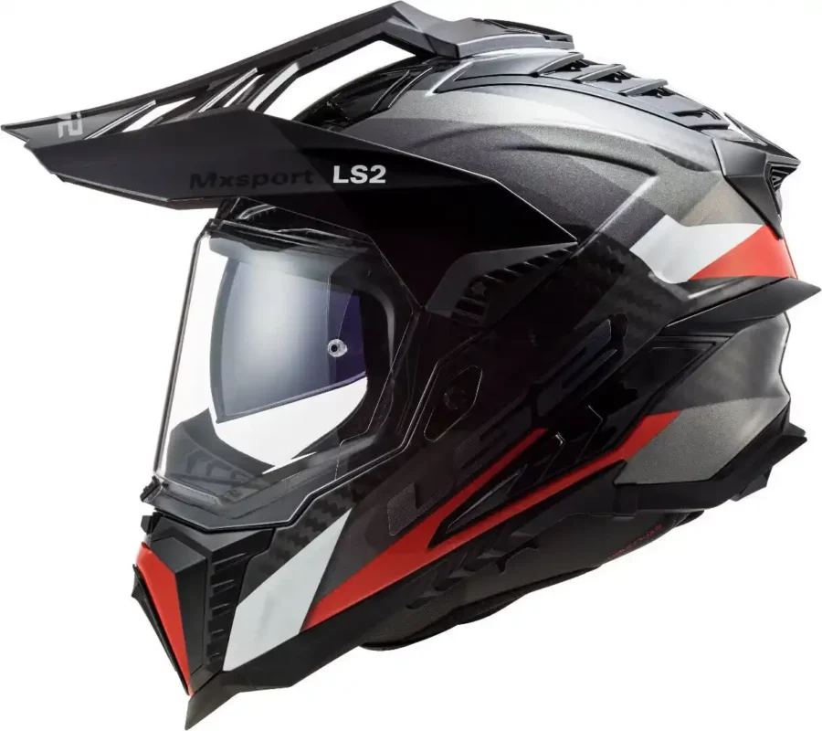 LS2 MX701 EXPLORER Carbon Frontier Gloss Titanium Red Helmet 2