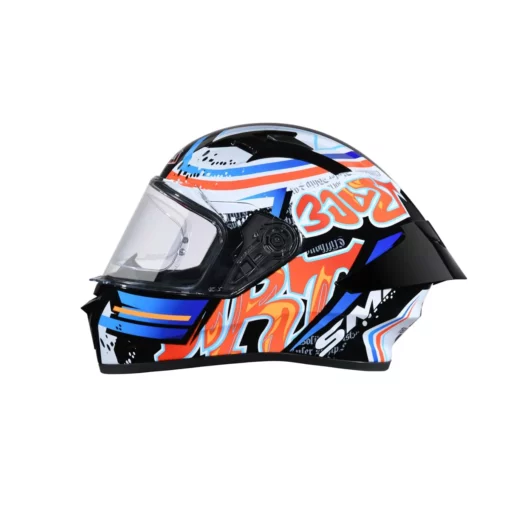 SMK Stellar Sports Graffiti Gloss Black Red Orange GL237 Helmet 4