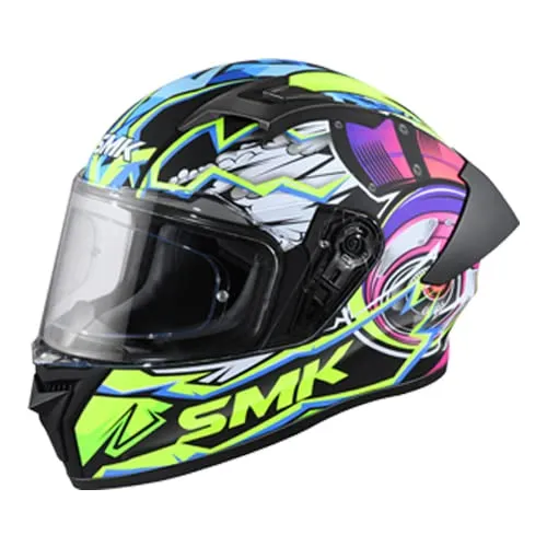 SMK Stellar Sports Turbo Matt Black Yellow Pink Helmet MA249