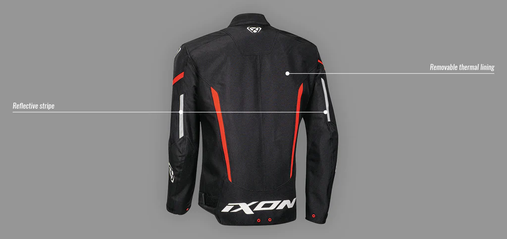 Ixon Striker Waterproof Motorcycle Textile Jacket, black-red, Size M