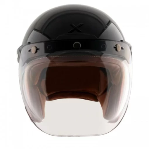 AXOR Retro Jet Leather Black Open Face Helmet (3)