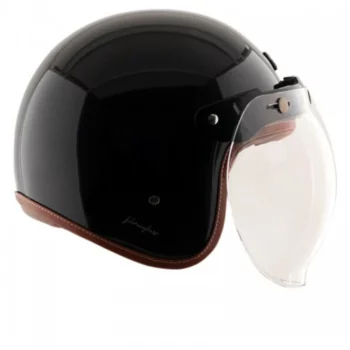 AXOR Retro Jet Leather Black Open Face Helmet (4)