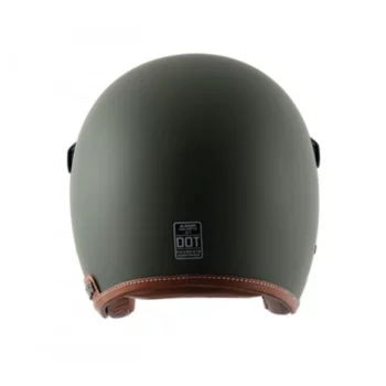AXOR Retro Jet Leather Dull Battle Green Open Face Helmet (2)