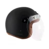 AXOR Retro Jet Leather Dull Black Open Face Helmet (1)