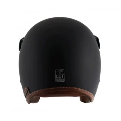 AXOR Retro Jet Leather Dull Black Open Face Helmet (2)