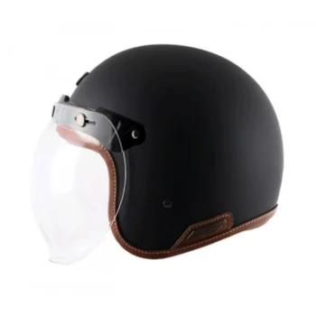 AXOR Retro Jet Leather Dull Black Open Face Helmet (3)