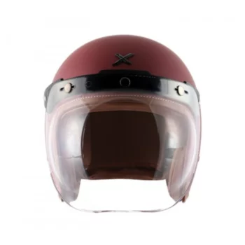 AXOR Retro Jet Leather Dull Chestnut Red Open Face Helmet (1)