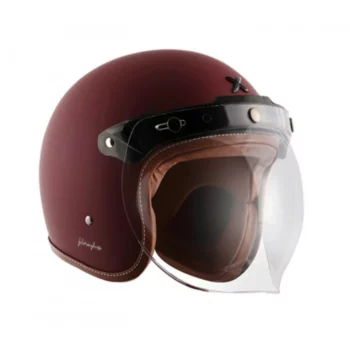 AXOR Retro Jet Leather Dull Chestnut Red Open Face Helmet (3)