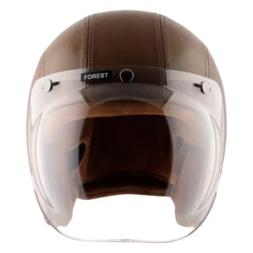 AXOR Retro Jet Leather Forest Green Open Face Helmet (2)