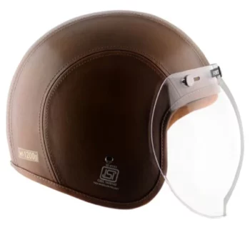 AXOR Retro Jet Leather Forest Green Open Face Helmet (4)