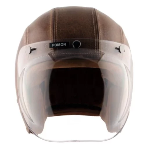 AXOR Retro Jet Leather Poison Coco Brown Open Face Helmet (2)