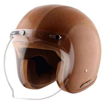 AXOR Retro Jet Leather Tango Yellow Open Face Helmet (2)