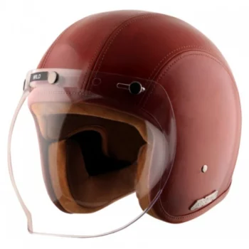 AXOR Retro Jet Leather Wild Red Open Face Helmet (2)