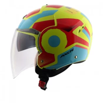 AXOR Striker Ultron Neon Yellow Red Open Face Helmet (2)
