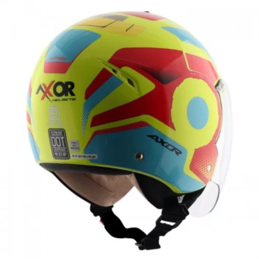 AXOR Striker Ultron Neon Yellow Red Open Face Helmet (4)