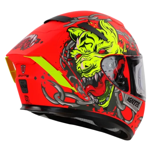 IGNYTE IGN4 Hyena Glossy Fluo Red Helmet 1 (5)