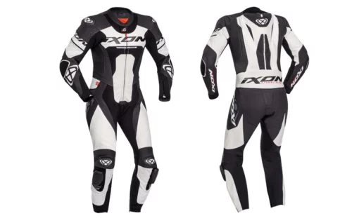 IXON Jackal One Piece Black White Motorcycle Leather Suit 2