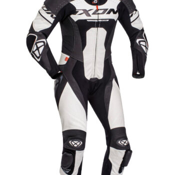 IXON Jackal One Piece Black White Motorcycle Leather Suit