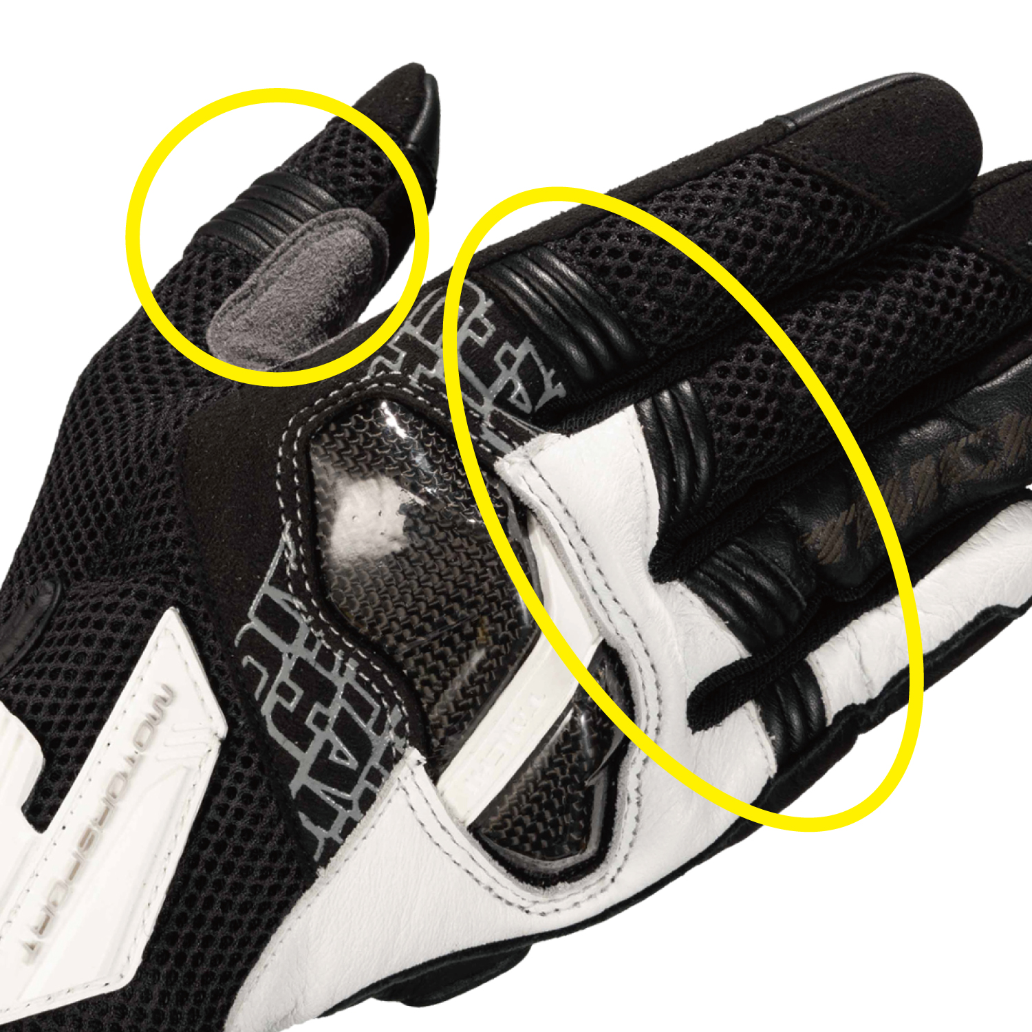 Shirring is applied to a part of the finger to increase elasticity and realize smooth clutch operation and comfort when riding.