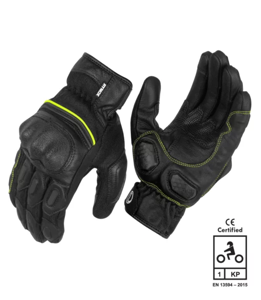 Rynox Tornado Pro 3 Motorsports Black Fluorescent Green Riding Gloves