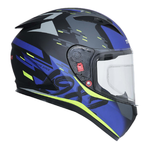 TVS Racing Helmet Matt Blue & Neon Single Visor