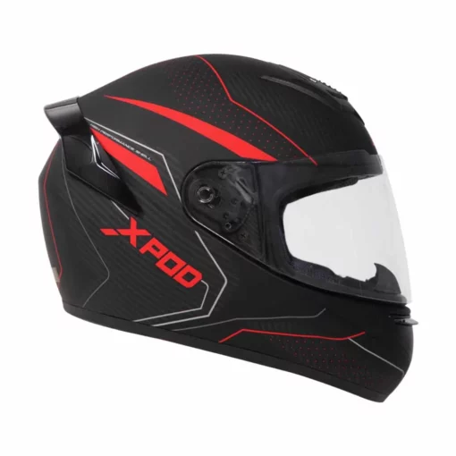 TVS Racing XPOD Blistering Black Red Full Face Helmet 3