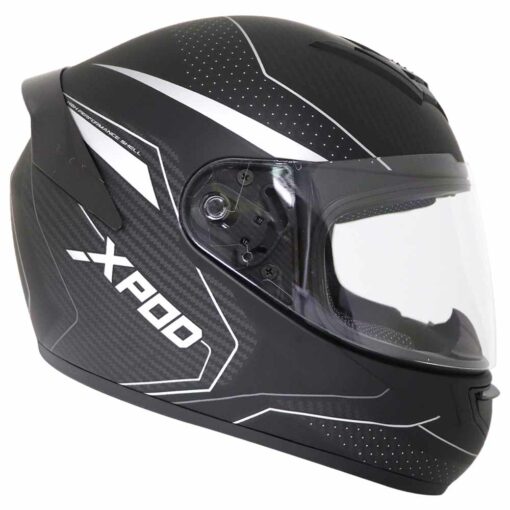 TVS Racing XPOD Blistering Black Silver Full Face Helmet 3