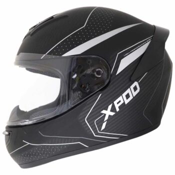 TVS Racing XPOD Blistering Black Silver Full Face Helmet