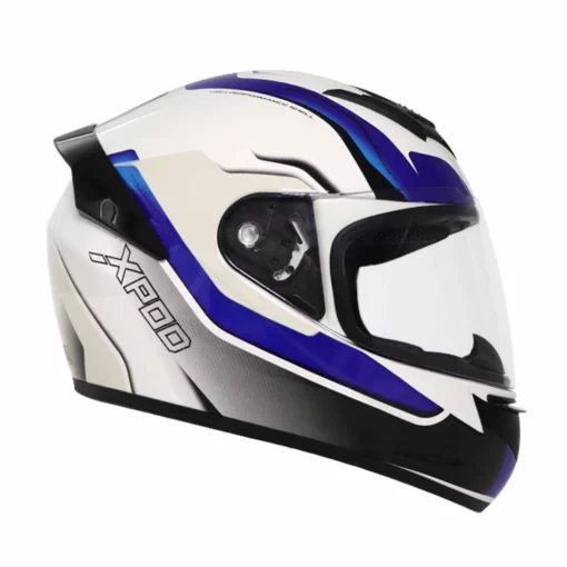 TVS Racing XPOD Speedy White Blue Full Face Helmet 3