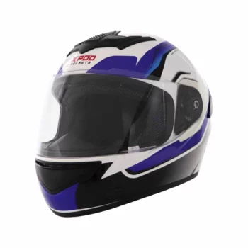 TVS Racing XPOD Speedy White Blue Full Face Helmet