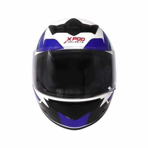 TVS Racing XPOD Speedy White Blue Full Face Helmet 4
