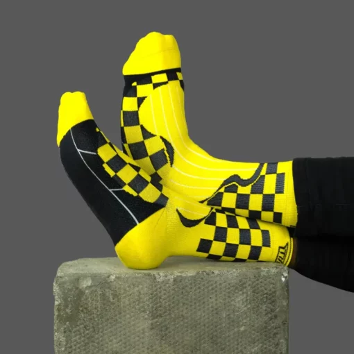 Tiivra Check Mate Black Yellow Endurance Socks (1)