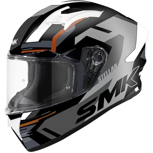 SMK Stellar Sports K Power Gloss Black Grey Orange Helmet (GL267)