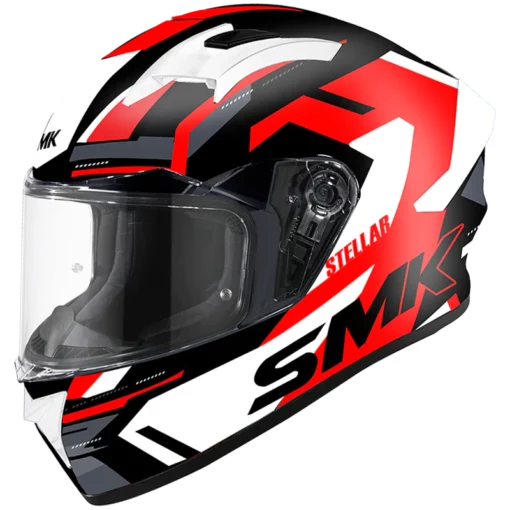 SMK Stellar Sports K Power Gloss Black Red White Helmet (GL231)