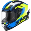 SMK Stellar Sports K Power Gloss Black Yellow Blue Helmet (GL245)