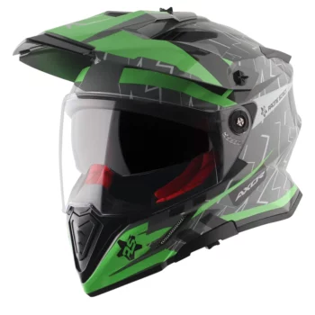 Axor X CROSS Flash Dual Visor Cool Grey Green Helmet