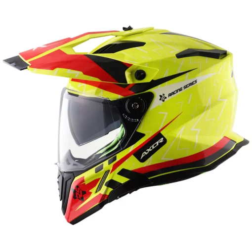 Axor X Cross Flash Dual Visor Neon Yellow Red Helmet 3