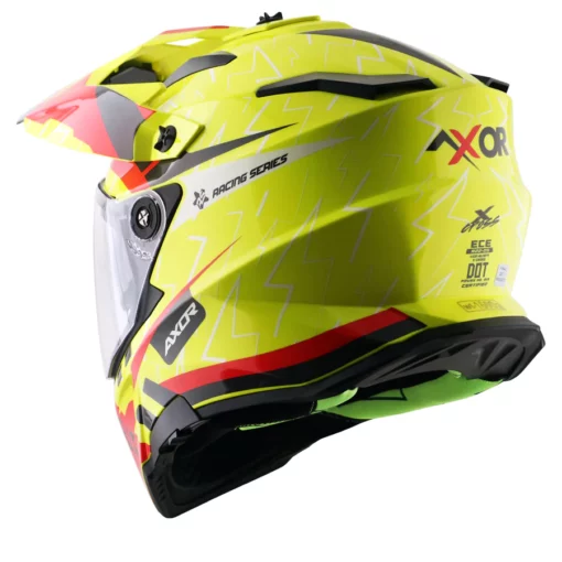 Axor X Cross Flash Dual Visor Neon Yellow Red Helmet 4