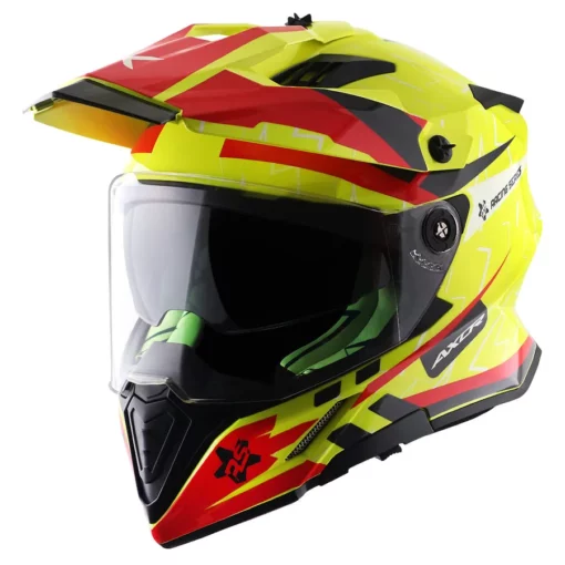 Axor X Cross Flash Dual Visor Neon Yellow Red Helmet