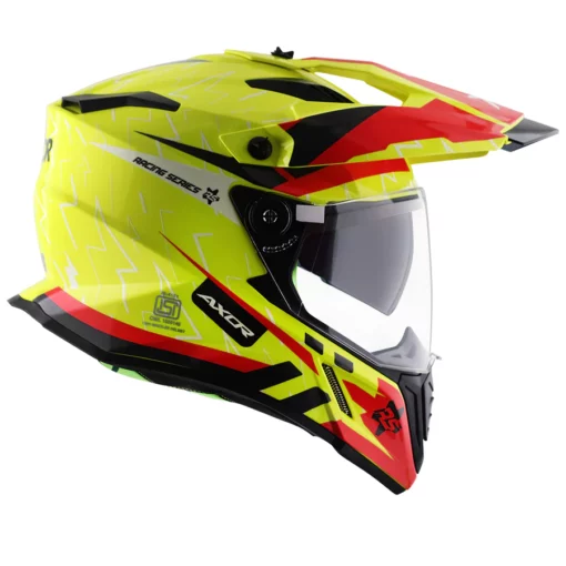 Axor X Cross Flash Dual Visor Neon Yellow Red Helmet 7