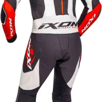 IXON Jackal One Piece Black White Red Motorcycle Leather Suit 2