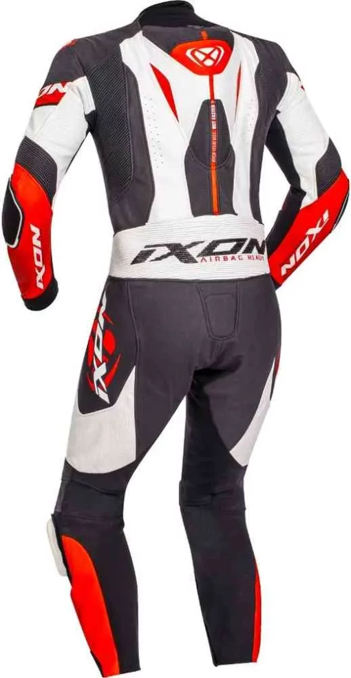 IXON Jackal One Piece Black White Red Motorcycle Leather Suit 2