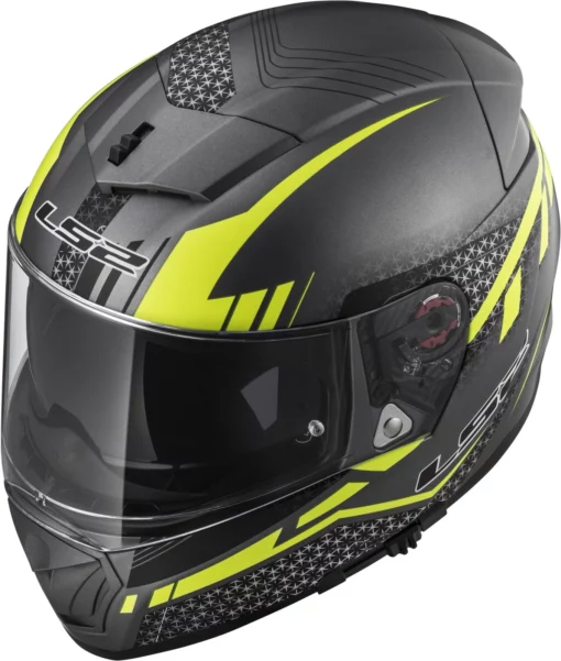LS2 FF390 Breaker Feline Gloss Black Fluorescent Yellow Full Face Helmet 3