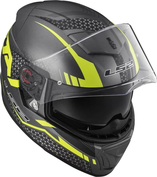 LS2 FF390 Breaker Feline Gloss Black Fluorescent Yellow Full Face Helmet 5