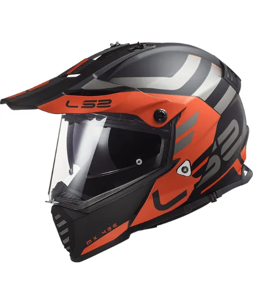 LS2 MX436 Pioneer Evo Adventurer Matt Black Orange Helmet