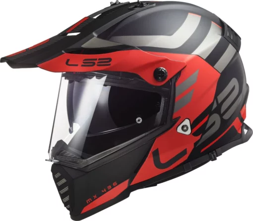 LS2 MX436 Pioneer Evo Adventurer Matt Black Red Helmet 2